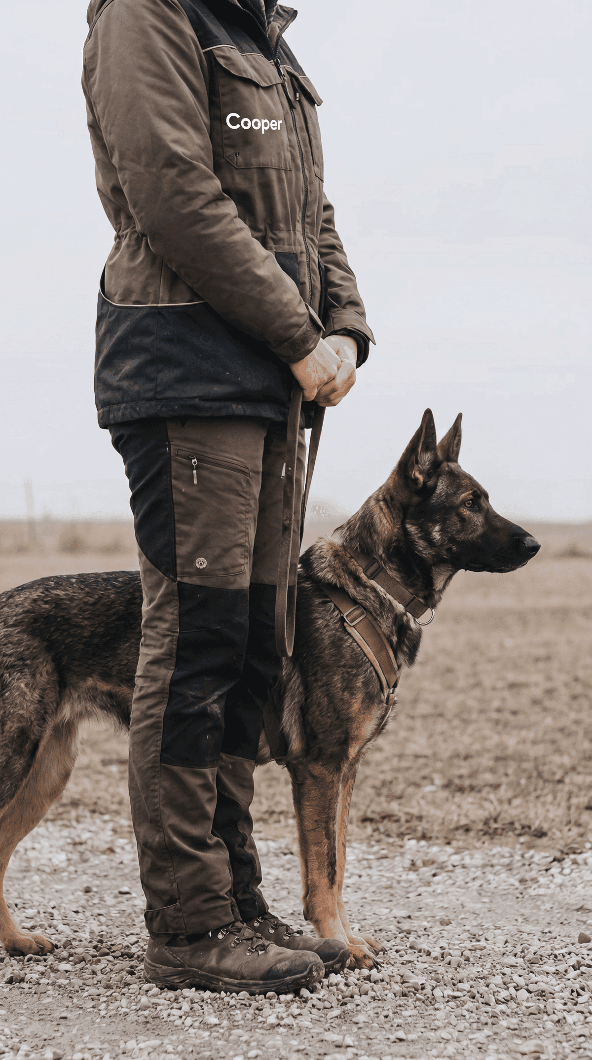 Entrenador profesional canino certificado por Cooper trabajando con un perro