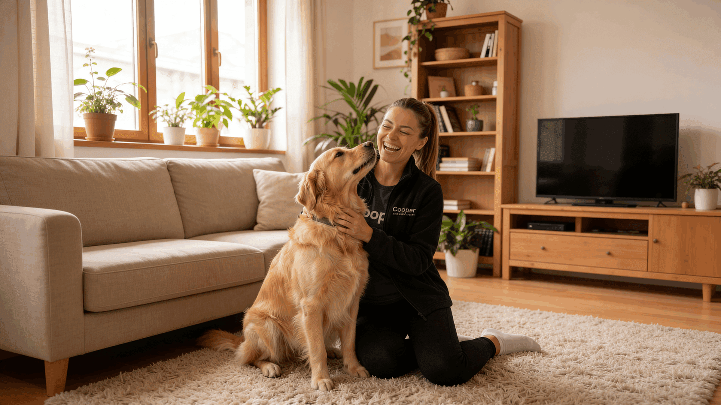 Cuidador de Cooper hospedando a un perro en su casa