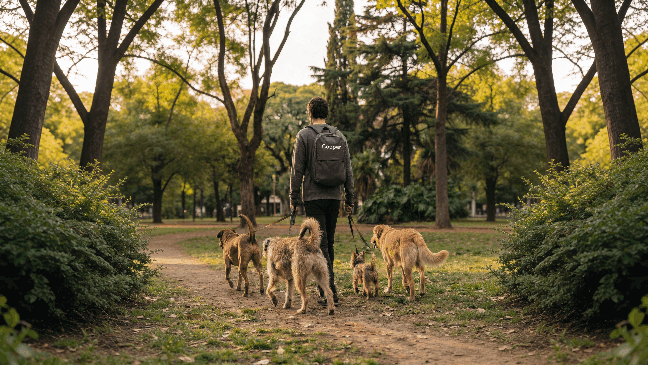 Paseador profesional de Cooper paseando un perro