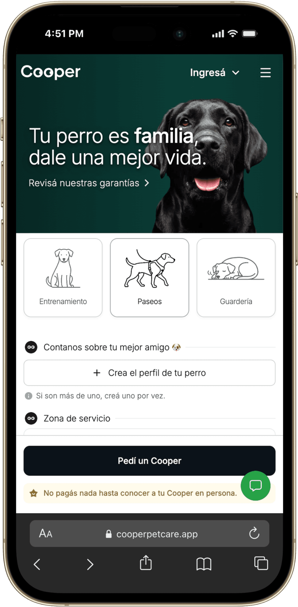 Paso 1: Creá el perfil de tu perro y enviá la solicitud